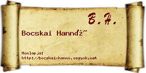Bocskai Hannó névjegykártya